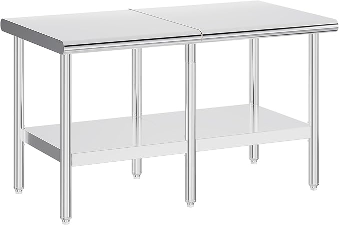 Jocisland 30" x 60" Stainless Steel Table for Prep & Work Adjustable Under Shelf and Feet, for Commercial Kitchen, Restaurant, Hotel, Garage