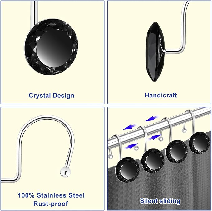 24PCS Shower Curtain Hooks Rings - Image 3