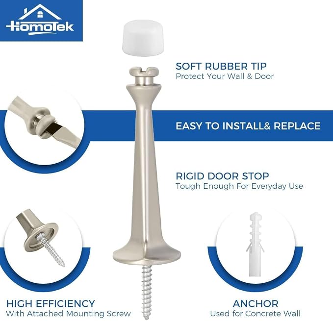 HOMOTEK 24Pack Heavy Duty Solid Rigid Door Stop - Image 2