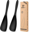 Pack of 2 Cooking Spoons for Non Stick Cookware, Multifunction Spatula Spoon BPA-Free, One-Piece Design, Suitable for Scooping, Scraping, Serving and Mixing (BLACK-BLACK)