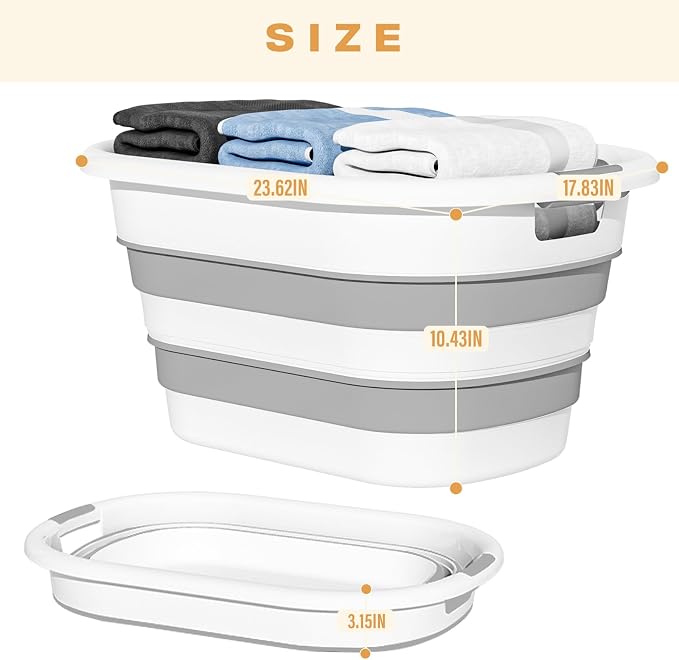 43L Collapsible Laundry Baskets Plastic - Image 7