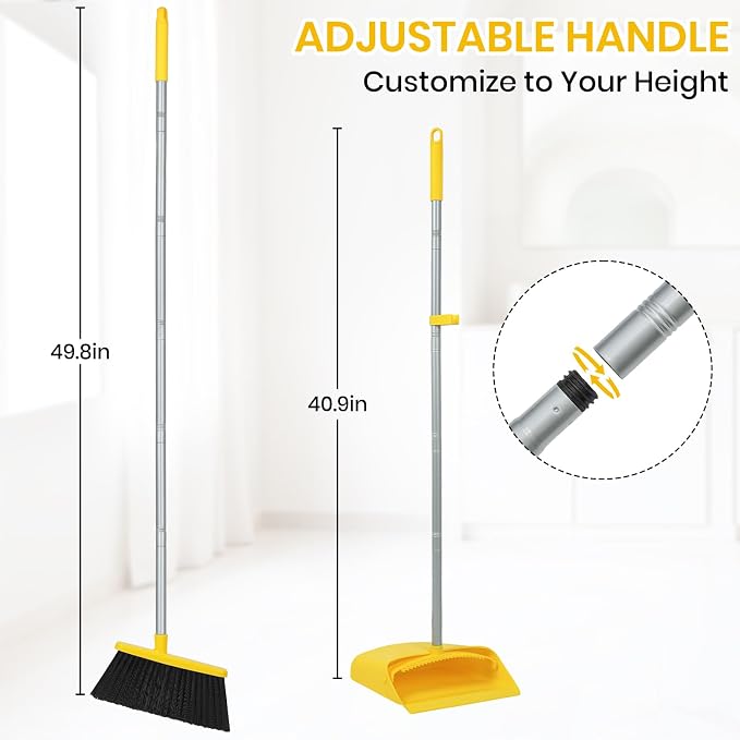 Stand Up Dustpan and Broom Set 50” Long Handle Broom - Image 2