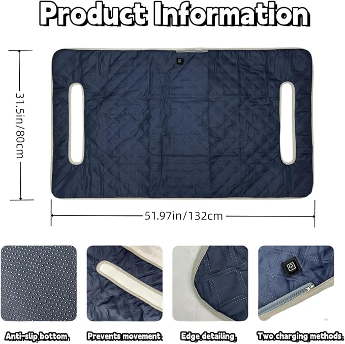 Golf cart Heated seat Cover, Non-Slip and Waterproof Winter Golf cart seat Cushion, Three Temperature Settings, Four-Zone Heating, External Power Supply/Power Bank Heating Options (Black)