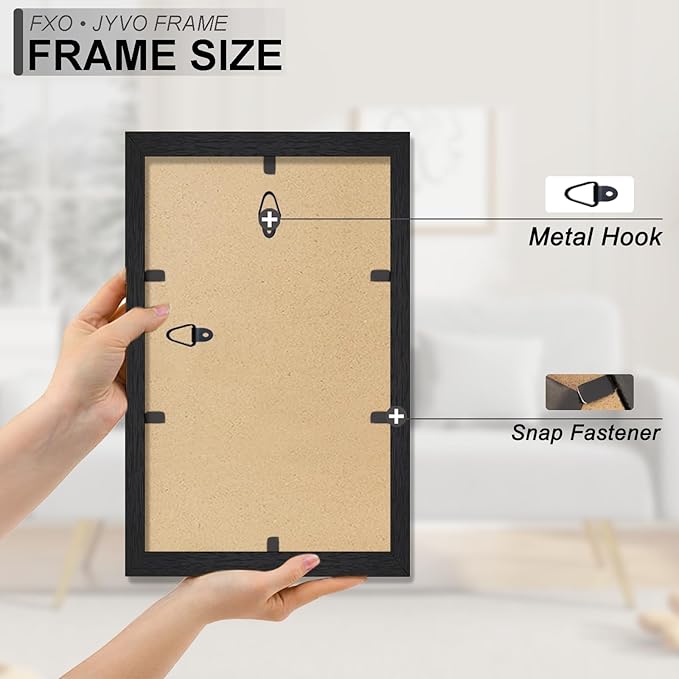 Engineered Wood 6x12 Picture Frame Set of 2, Black Frame for 6 x 12 Inch Picture Poster Photo, Light Weight 6 by 12 Frame with Wood-grain for Wall - 2 Pack/Black/6"x12"