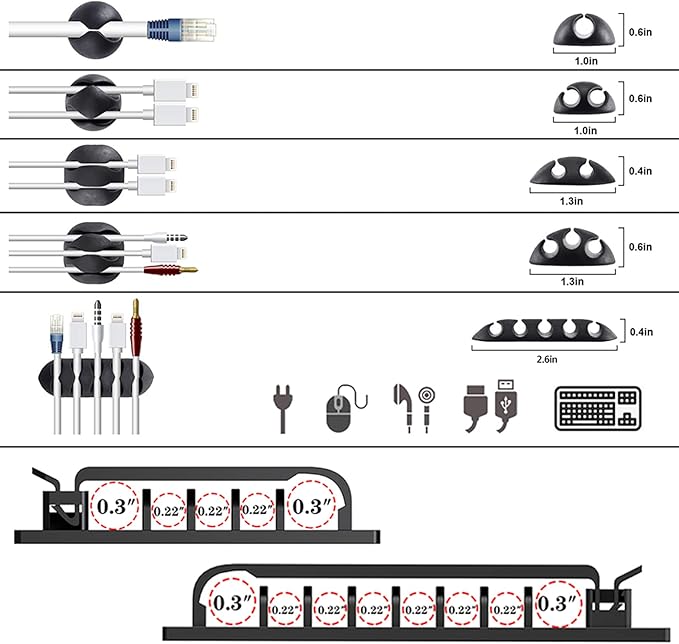 N NOROCME 192 PCS Cable Management Kit 4 Wire Organizer Sleeve | 11 Cable Holder - Image 4