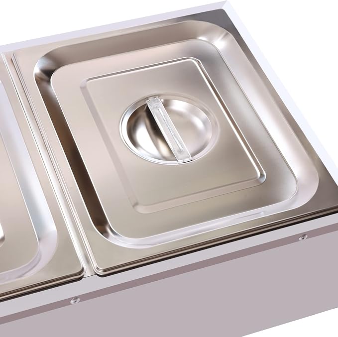 Electric Buffet Steam Table Food Warmer, 1500W 3-Pan Commercial Bain Marie Buffet Warmer, 21Qt Countertop Steam Food Warmer Server, 86℉-230℉Temp Control, for Party Catering Restaurant