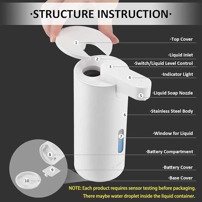 Automatic Soap Dispenser Touchless, 12oz/340ml, 3-Level Adjustable | Dish Soap - Image 5