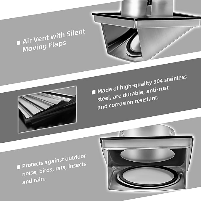 6-Inch External Extractor Wall Vent Cushioned Non Return Flap