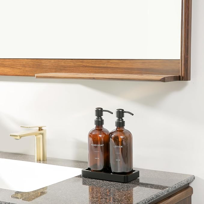 Prus Waso Amber Glass Soap Dispenser Set | Hand Soap and Lotion Set - Image 6