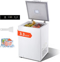 VEVOR Chest Freezer, 3.3 Cu.ft Compact Deep Freezer, Free Standing Top Open Door Chest Freezers with 2 Removable Baskets & Adjustable Thermostat - Energy Saving, Low Noise & Garage Ready, White