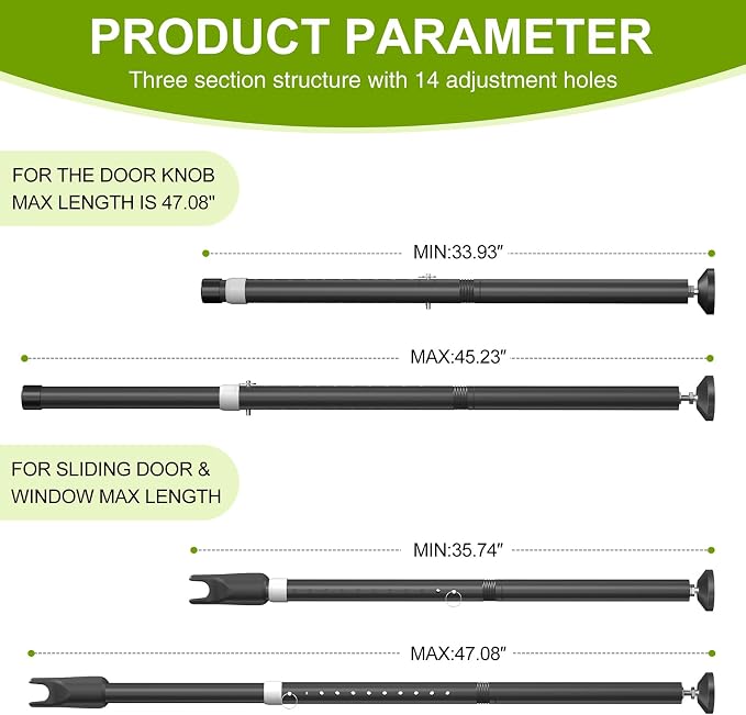 Sliding Glass Door Security Bar, Patio Door Barricade Security Bar, Apartment - Image 2