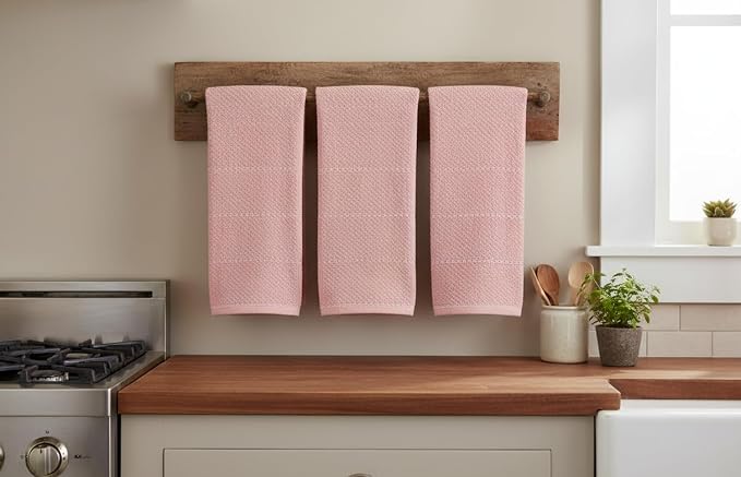 Light Pink Kitchen Hand Dish Towels, 100% Cotton - Image 4