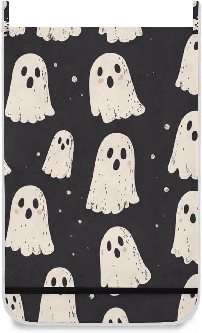 Cute Halloween Ghost Black Hanging Laundry Hamper Door Hampers Bag Basket - Image 2