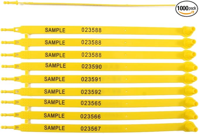1000 Plastic Security Seals Numbered Trailer Seals Truck Seals Container Seals Shipping Tags (Yellow)