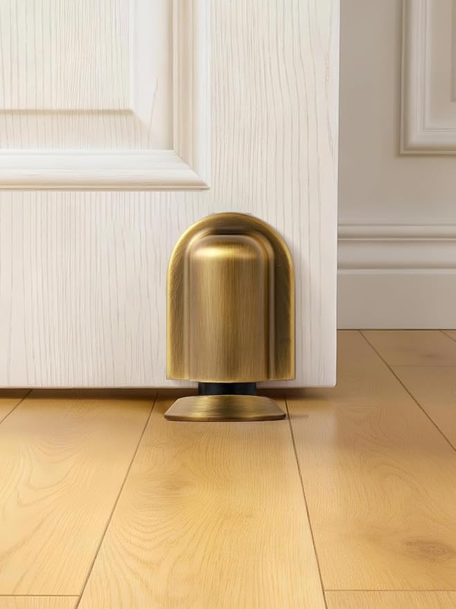 4 Pack Antique Brass Door Stopper Magnetic Door Cathc Floor Mounted Door Stop - Image 2