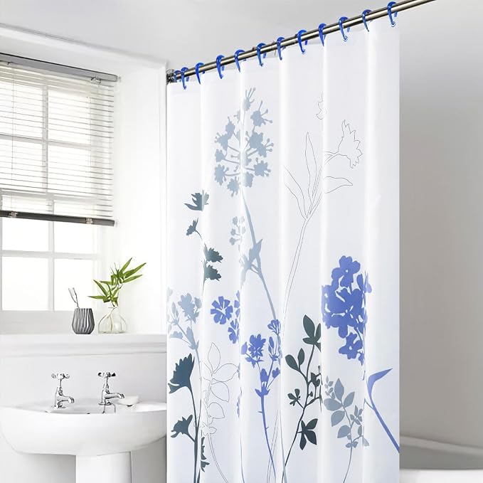 Top-spring Blue Shower Curtain Hooks 12Pcs Drop Shaped Hooks - Image 6