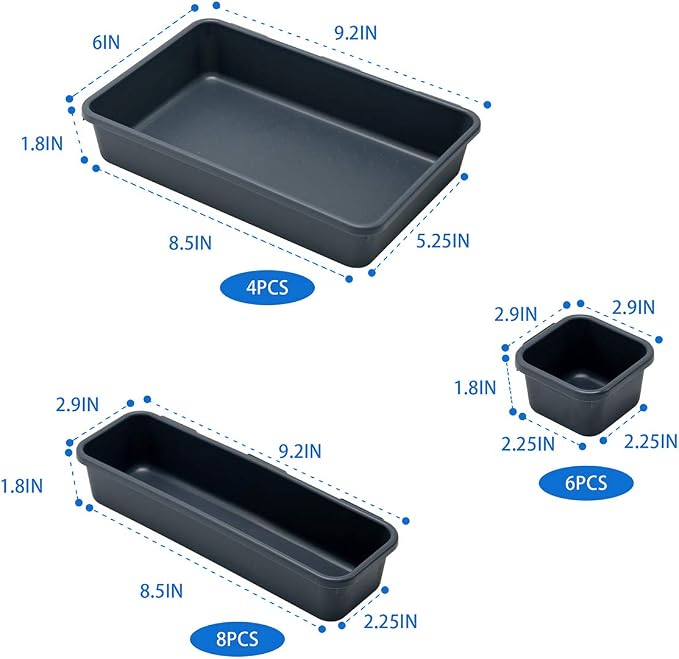 Gonice 18 PCS Black Desk Drawer Organizer Tray, Interlocking Drawer Organizers - Image 2