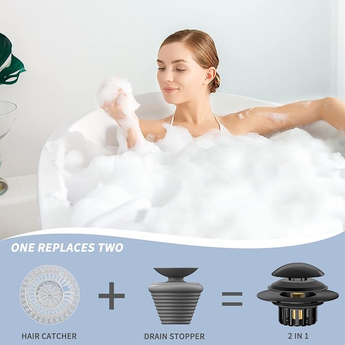 2 in 1 Tub Stopper Bathtub Drain Hair Catcher - Image 3