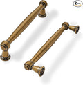 khtumeware 2 Pack 3-1/2 Inch(89mm) Antique Brass Cabinet Pulls Soild Vintage Brass Kitchen Cabinet Handles Aged Gold Kitchen Cabinet Hardware for Cupboard Drawer Handles Dresser Pulls