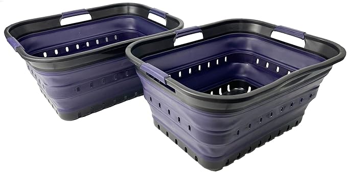 SAMMART 42 Collapsible Plastic Laundry Basket, Foldable Pop Up Storage by SAMMART