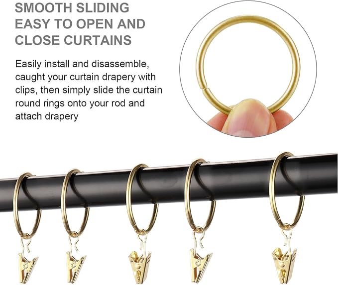 40 Pack Rings Curtain Clips Rustproof Metal Window Drapery Clip Vintage Heavy - Image 4