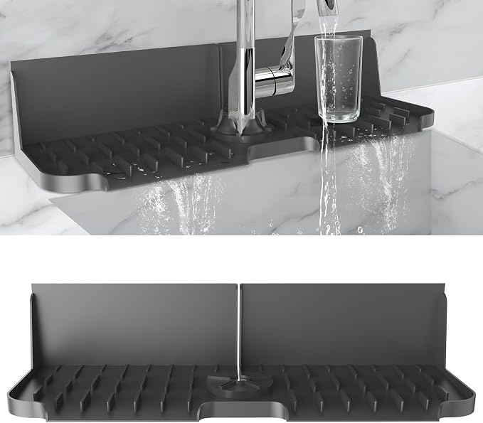 17” x 5.5” Silicone Faucet Handle Drip Catcher Tray Mat, Silicone Faucet Mat by LVJING