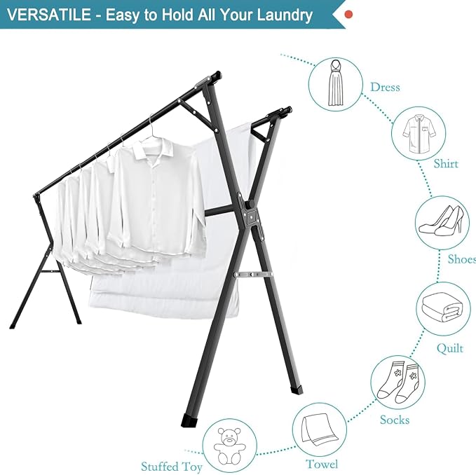 95 Inches Clothes Drying Rack, Drying Rack Clothing Folding Indoor Outdoor - Image 2