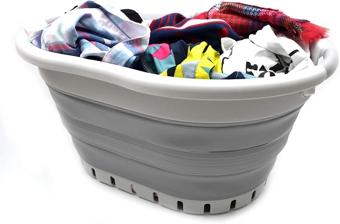 SAMMART 36L Collapsible 3 Handled Plastic Laundry Basket-Foldable Pop Up - Image 8
