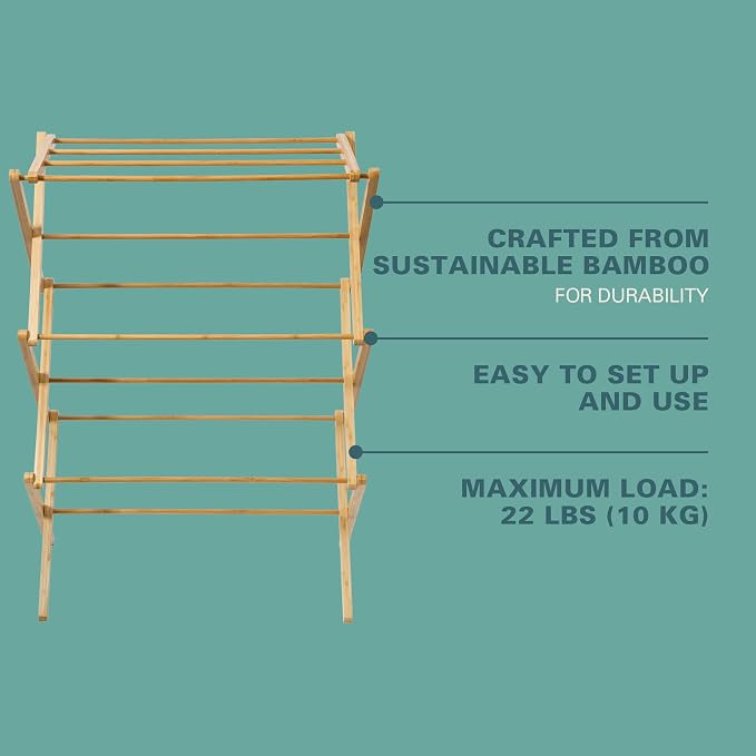Gibson Home Riverrun Foldable Bamboo Drying Rack - Image 3