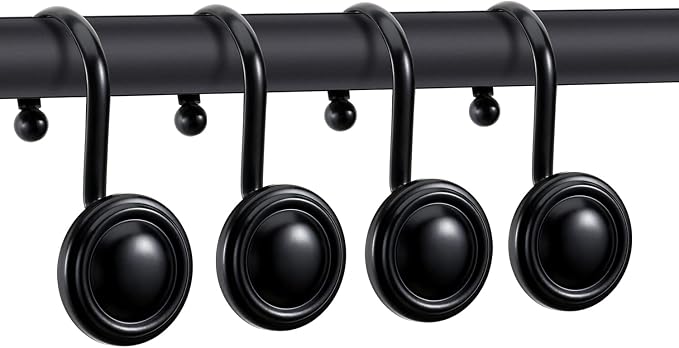 CHICTIE Black Shower Curtain Hooks Rings, Premium Rust Resistant Metal Shower - Image 2