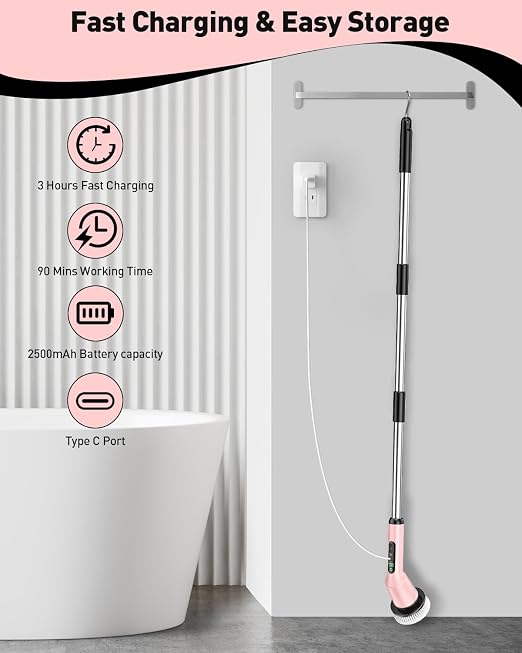 Electric Spin Scrubber for Bathroom, Shower Scrubber - Image 7