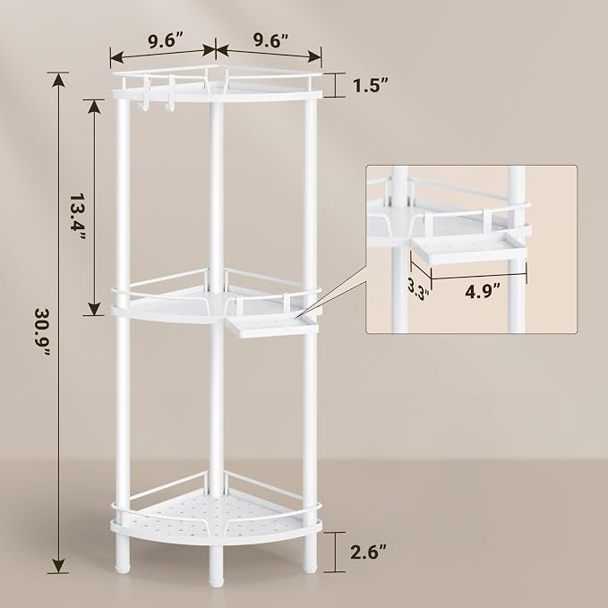 ELYKEN Corner Shower Caddy, 3 Tier Stainless Steel Shower Organizer - Image 2