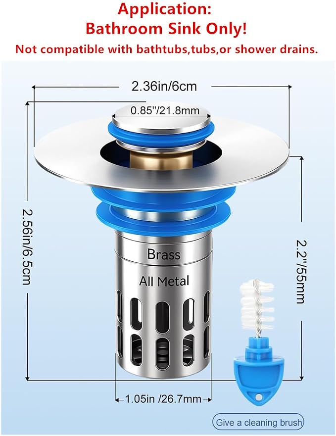 Bathroom Sink Stopper, Pop Up Drain Strainer - Image 7