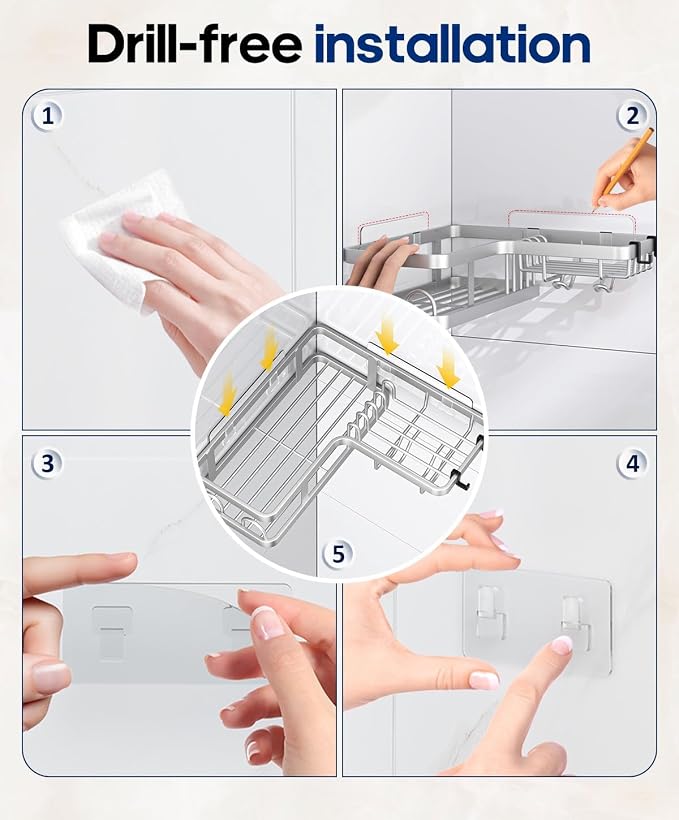 3 Pack Corner Shower Shelves, Rustproof Shower Organizer Caddy - Image 8