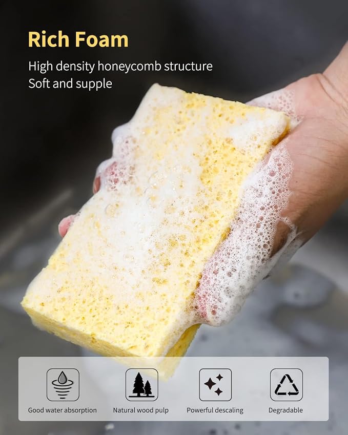 6 Pack Red Cellulose Scrub Sponge Non-Scratch Heavy Duty - Image 8
