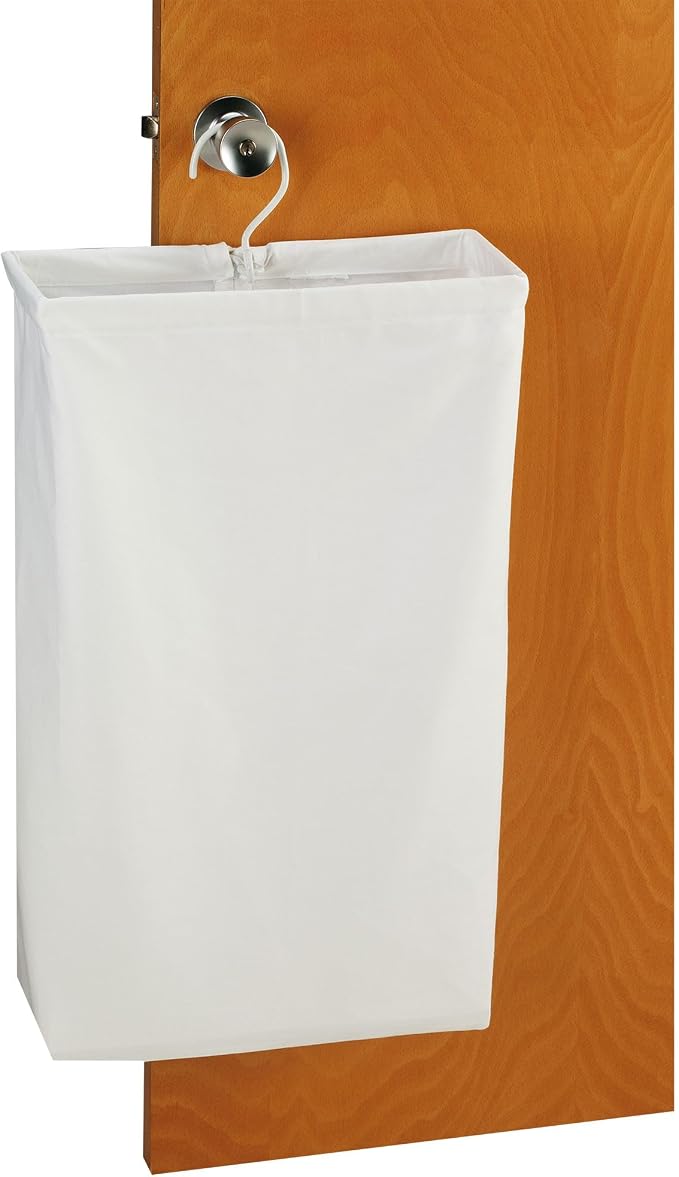 Household Essentials 148 Hanging Cotton Canvas Laundry Hamper Bag | White - Image 3