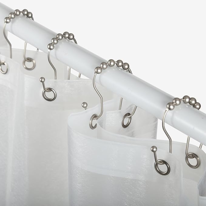 Shower Curtain Hooks, Stainless Steel Shower Curtain Hangers, Double Hook - Image 6