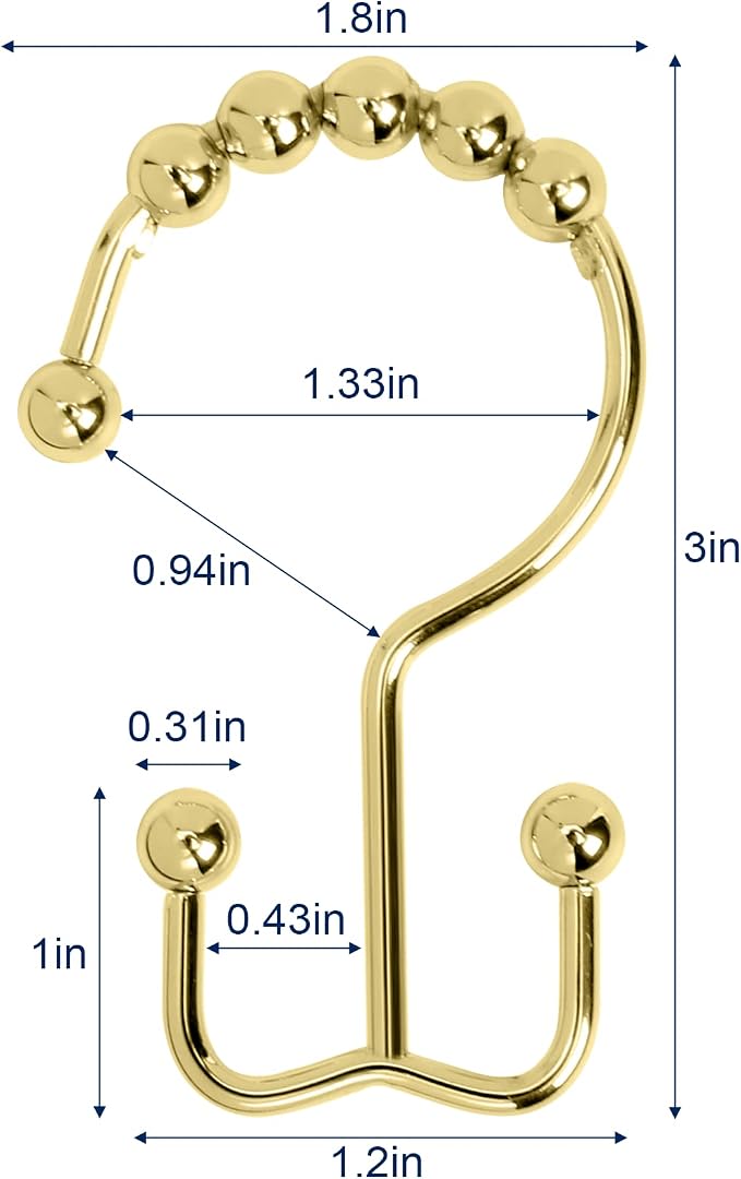 Gidse Shower Curtain Hooks, Sturdy Stainless Steel Double Sided Shower Hooks - Image 7