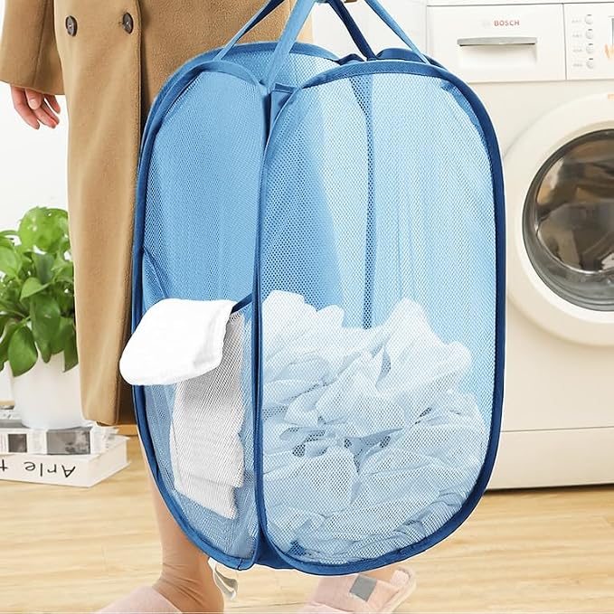 Mesh Pop Up Laundry Hamper, Collapsible Laundry Baskets, Foldable Dirty Clothes - Image 5