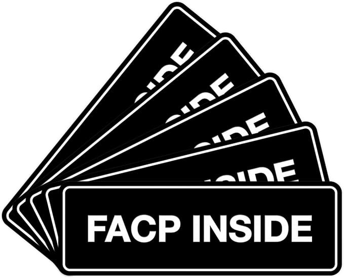 Signs ByLITA Standard FACP Inside Sign | Fire Safety Signage (Black) - Medium 5 Pack