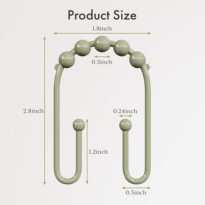 AmazerBath Sage Green Shower Curtain Hooks - Image 7