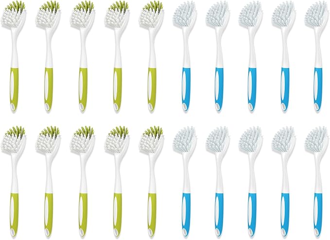Dish Brush with Long Handle for Kitchen Sink Pot Pan Cleaning, 20 Bulk Pack | by YeuDeuy