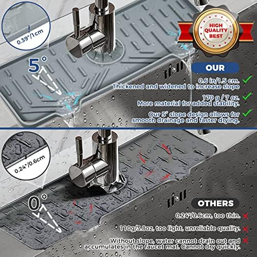BFONS Silicone Faucet Handle Drip Catcher Drying Tray Mat Dish Soap Sponge - Image 4