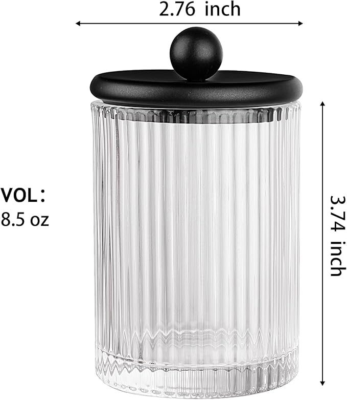SheeChung 4 Pack Ribbed Glass Qtip Holder - Image 4