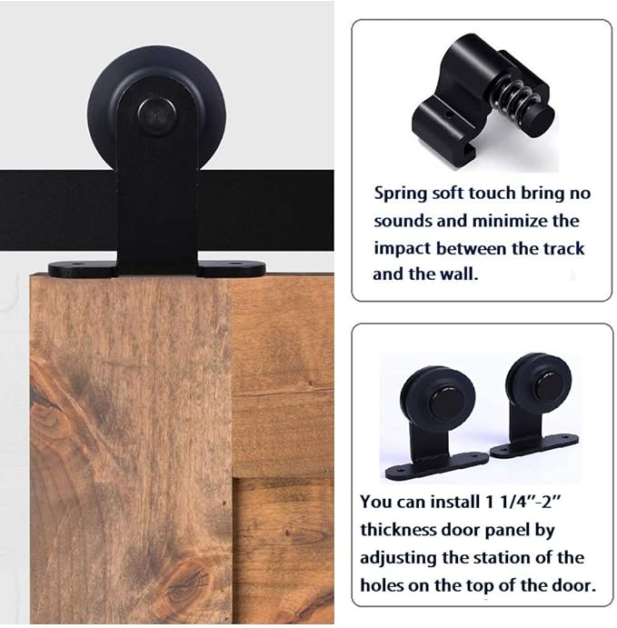 CCJH 8.2FT Sliding Barn Door Hardware Kit, Heavy Duty, Smoothly and Silently, Easy to Install, Fit 24.6" Width Double Door Panel, T-Shaped Style Black