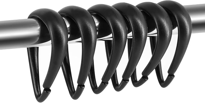 Top-spring Black Shower Curtain Hooks 12Pcs Drop Shaped Hooks by Top-spring