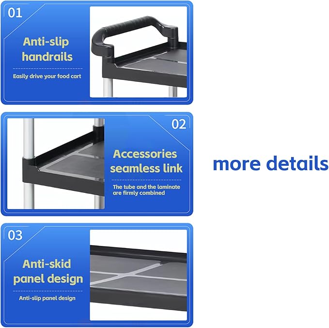Three Tier Hotel Food Cart Mobile Plastic Push Cart Restaurant