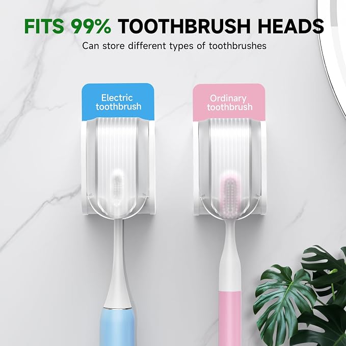 2 Pcs Toothbrush Holders Wall Mounted, Single Slot Design, Shower Self Adhesive - Image 7