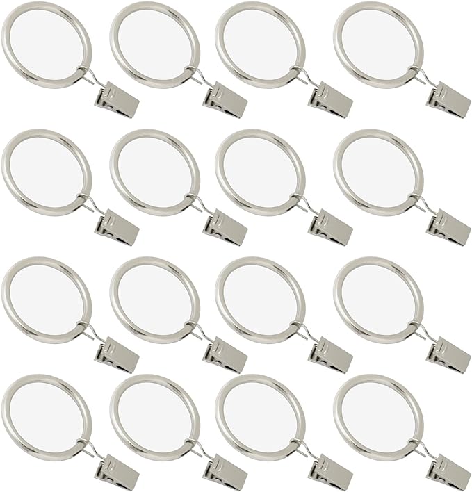 16 Pack Curtain Rings with Clips, Window Clip Rings Curtain Hooks Hangers Clip by Azmoncy