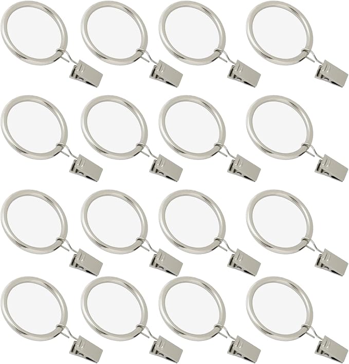 16 Pack Curtain Rings with Clips, Window Clip Rings Curtain Hooks Hangers Clip by Azmoncy